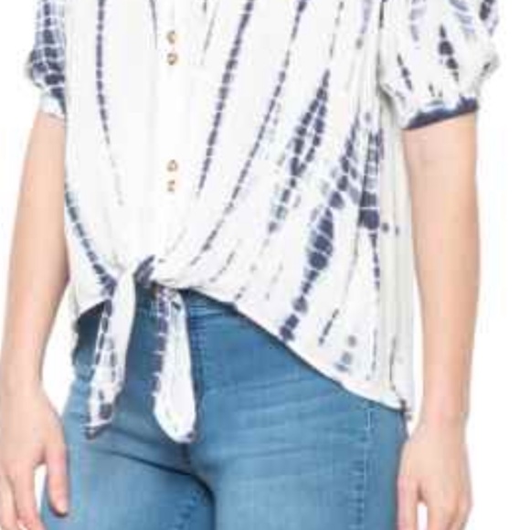 M C&C California BEACH Tie Top Flowy loose Indigo dye Art print boho hippie NEW - Picture 3 of 7